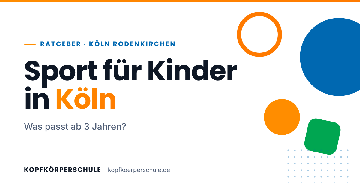 Titelgrafik der KopfKörperSchule: Sport für Kinder in Köln, was passt ab 3 Jahren